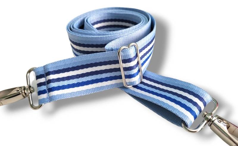 Blauer Taschengurt Gestreift , Breiter Riemen, Normal Bis Extra Langer Taschenriemen 90-170cm Blau von FilosundIch