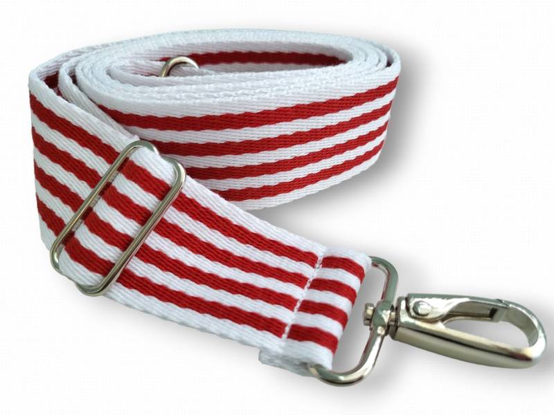 Taschengurt Rot-Weiß Gestreift, 95 cm-175 cm Breiter Riemen, Extra Langer Tragegurt Auch Für Große Größen |Sommer |Tasche |Gestreift von FilosundIch