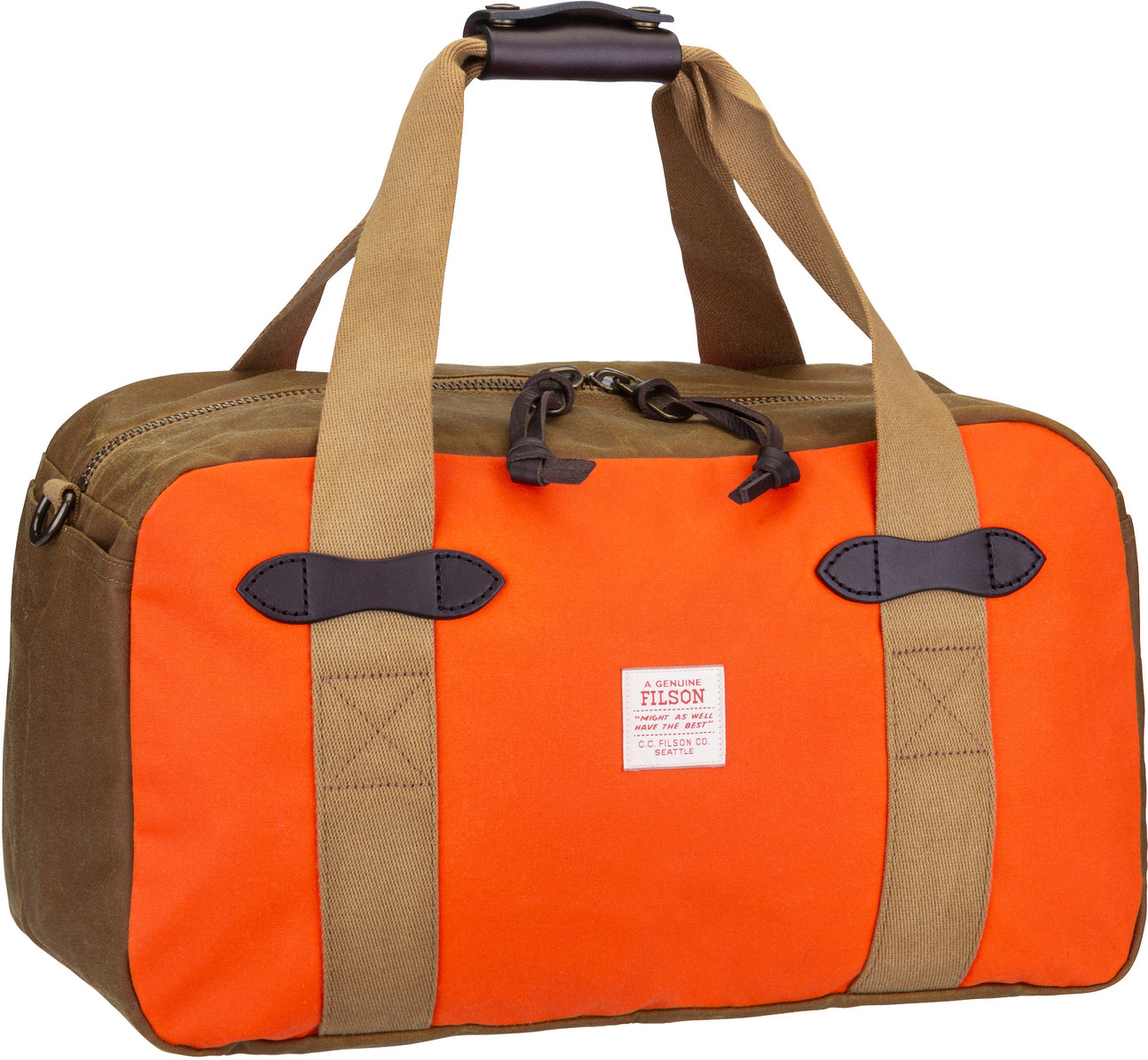 Filson Tin Cloth Small Duffle Bag  in Dark Tan/Flame (29.6 Liter), Weekender von Filson