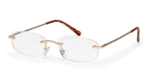 FILTRAL Randlose Lesebrille/Rahmenlose Unisex Lesehilfe mit Federbügeln für Damen & Herren in gold matt / +1,50 dpt. F4537746 von FILTRAL