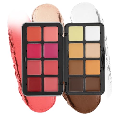 Cream Blush Palette, Concealer Foundation Palette, Cremefarbenes Lidschatten -Make -Up, Mit 16 Atemberaubenden Farben, Langlebig Und Wasserdicht, 40 G, Für Frauen, Mädchen von Filvczt
