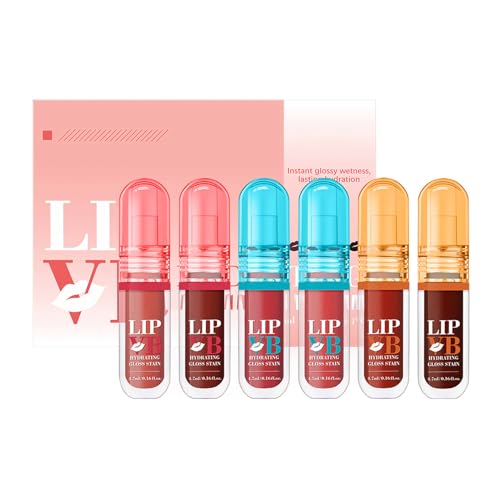 Lip VB Feuchtigkeitsglanzfärbung, Feuchter Lipgloss -Set, Feuchtigkeitsspendendes Lippenstift -Kit Mit Glänzendem Natürlichen Finish, Nicht Fettig Und Leicht, 4,7 Mlx6pcs Für Frauen von Filvczt