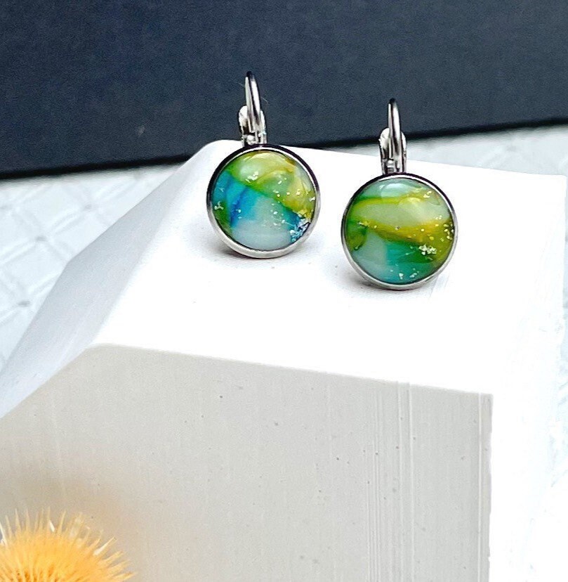 Klappbrisuren Mit Cabochon, Edelstahl Klappbrisuren Mit Cabochon, Edelstahl von FilzArtundGefunkel
