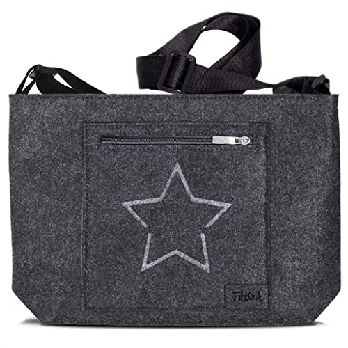 Filztasche, filztasche shopper, shoppertasche, kinder tasche, filztasche damen, Umhängetasche Damen Leckerlibeutel Stern Tatze Handtasche Tasche Sternmotiv Filz (Stern Grau) von FilzGut