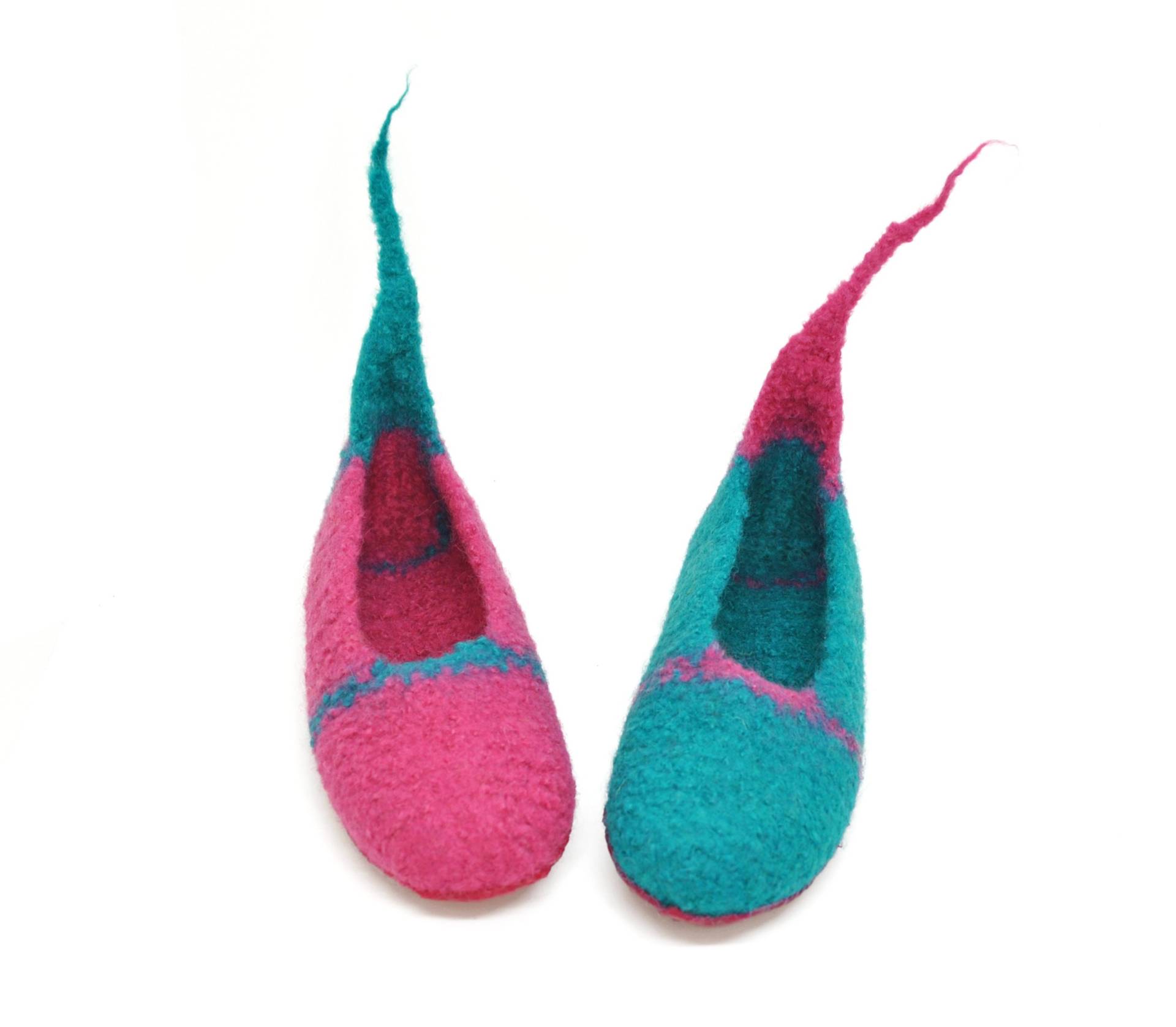 Gr. 34 - Barfußschuhe, Filzhausschuhe, Ballerina Form, Crazy Bermuda Und Pink, Super Bequem, Rutschfest Gr. 34 - Barfußschuhe, Filzhausschuhe, Ballerina Form, Crazy Bermuda Und Pink, Super Bequem, Rutschfest von FilzSchluppyFee
