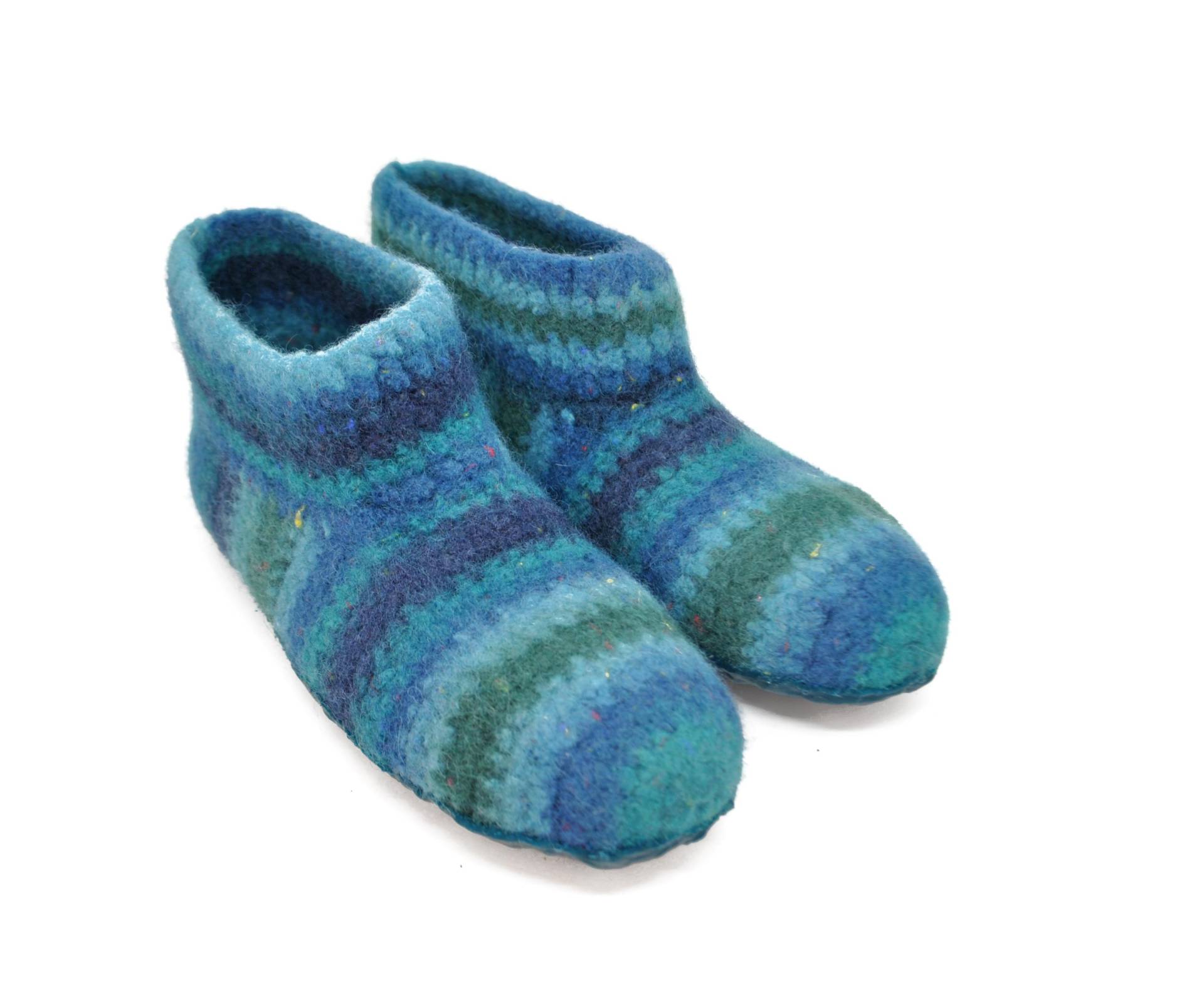 Gr. 43 - Barfußschuhe, Filzschuhe, Blau-Grün, Knöchelwarm, Super Bequem, Rutschfest Gr. 43 - Barfußschuhe, Filzschuhe, Blau-Grün, Knöchelwarm, Super Bequem, Rutschfest von FilzSchluppyFee