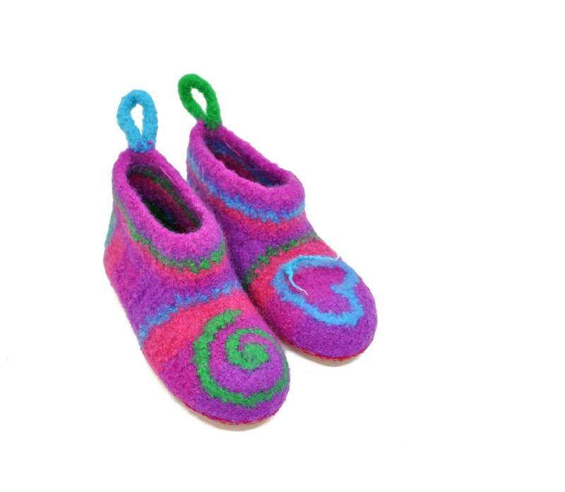 Gr.34, Barfußschuhe, Filzhausschuhe, Stiefelchen, Pink Lila Bunt, Rechts Anders Als Links, Super Bequem, Rutschfest Gr.34, Barfußschuhe, Filzhausschuhe, Stiefelchen, Pink Lila Bunt, Rechts Anders Als Links, Super Bequem, Rutschfest von FilzSchluppyFee