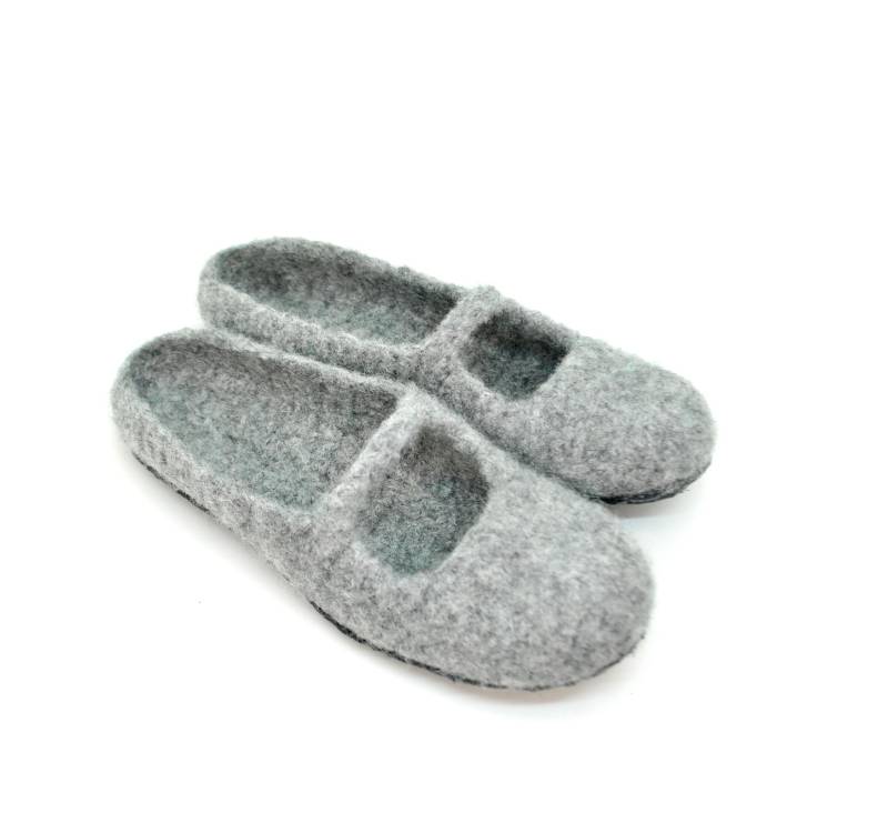 Gr.39 - Filzpantoffeln Für Den Sommer, Barfußschuhe, Hellgraumelange, Filzschuhe Mit Riemchen, Super Bequeme Slipper, Extra Rutschfest Gr.39 - Filzpantoffeln Für Den Sommer, Barfußschuhe, Hellgraumelange, Filzschuhe Mit Riemchen, Super Bequeme Slipper, Extra Rutschfest von FilzSchluppyFee