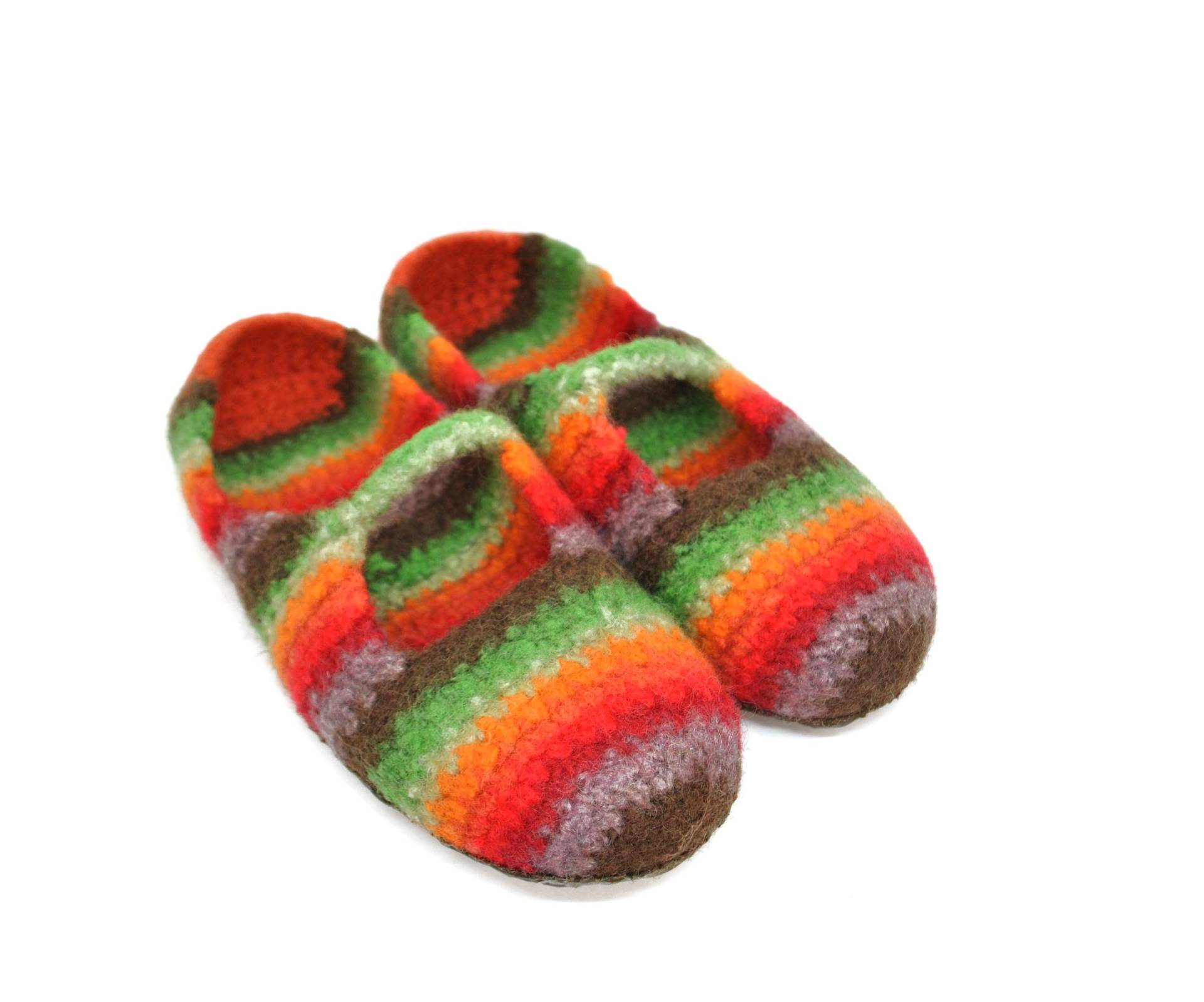 Gr.42, 5 - Filzpantoffeln, Barfußschuhe, Braun-Mauve-Rot-Orange-Grün, Super Bequeme Slipper, Extra Rutschfest Gr.42, 5 - Filzpantoffeln, Barfußschuhe, Braun-Mauve-Rot-Orange-Grün, Super Bequeme Slipper, Extra Rutschfest von FilzSchluppyFee