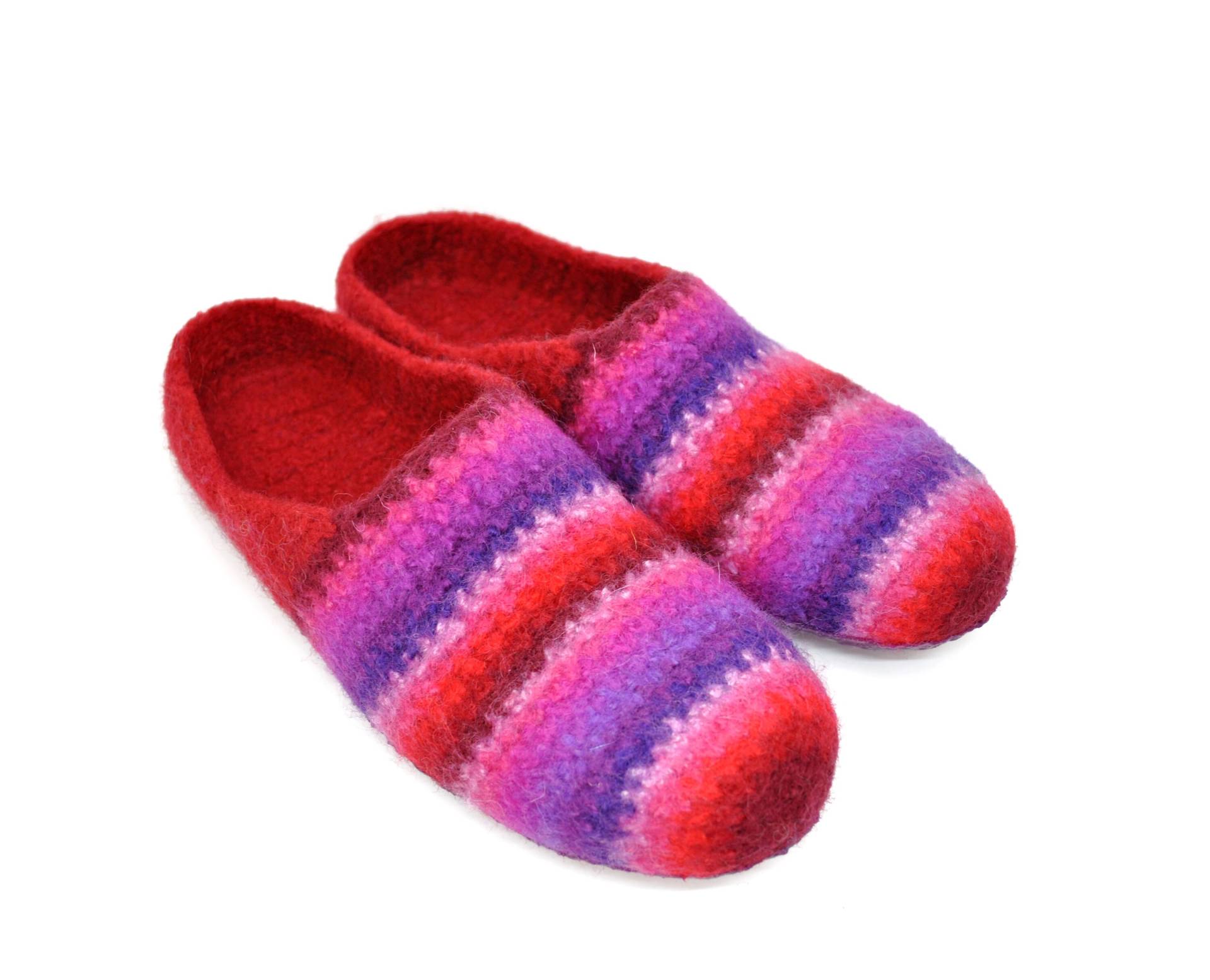 Gr.44 - Filzpantoffeln, Barfußschuhe, Rottöne, Lilatöne, Rosa, Super Bequeme Slipper, Extra Rutschfest Gr.44 - Filzpantoffeln, Barfußschuhe, Rottöne, Lilatöne, Rosa, Super Bequeme Slipper, Extra Rutschfest von FilzSchluppyFee