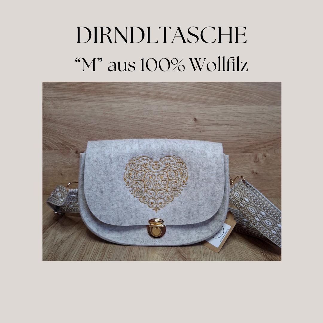 Dirndltasche Aus 100% Wollfilz in Verschiedenen Farben Mit Langen Gurt, Verstellbar von FilzStickwerkstatt