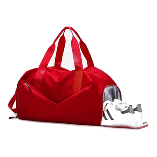 Reisetasche für Damen, Wochenendtasche mit Nasstasche und Trolleyhülle, Handgepäcktasche, Sporttasche, Dunkelviolett, Rot/Ausflug, einfarbig (Getaway Solids), Turnbeutel von Fimhut