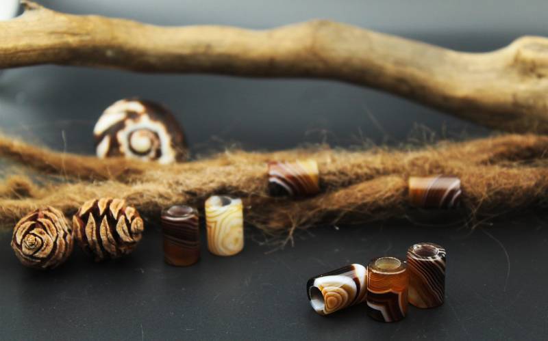 2 Edelstein Dreadperlen | Natürliche Achat Perlen Für Dreadlocks Dreadschmuck Dreadlock Bead Dread Jewelry von FimonacciArtifacts