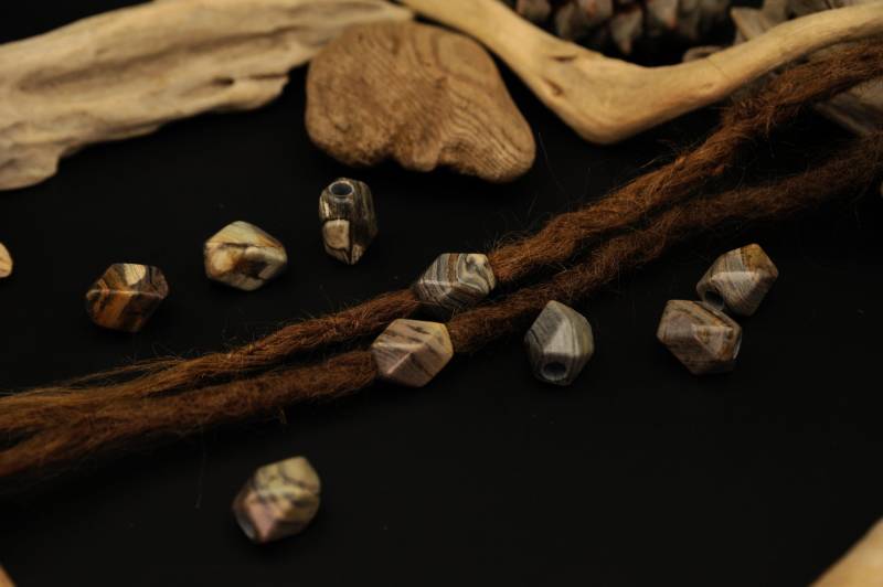 Dreadbead 2Er Set | Marmor Jaspis Dreadschmuck Dreadlock Perlen Haarperlen von FimonacciArtifacts