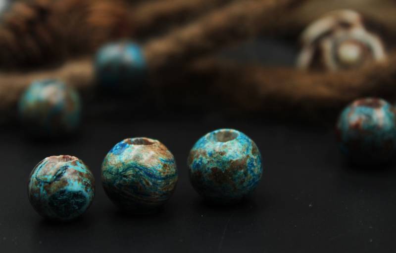 Dreadlock Beads 2Er Set | Türkiser Naturstein Dreadschmuck Haarperlen Steinperlen Für Dreads von FimonacciArtifacts