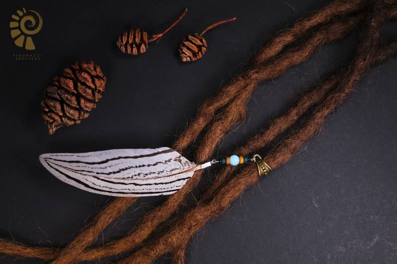 Dreadschmuck Mit Feder | Dreadperle Ethno Dreadlockperle Hippie Schmuck von FimonacciArtifacts