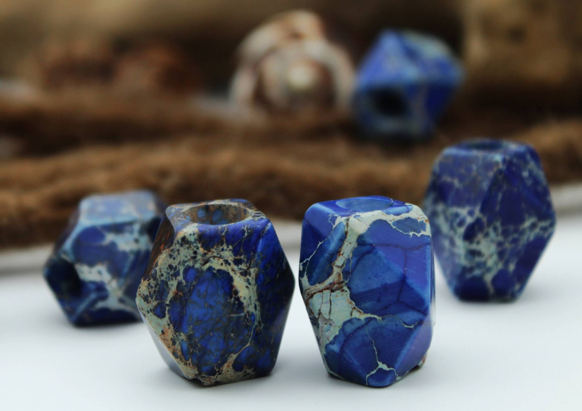 Set Aus 2 Dreadlockperlen | Blauer Kaiser Jaspis Dreadbead Dreadschmuck Dreadperle von FimonacciArtifacts