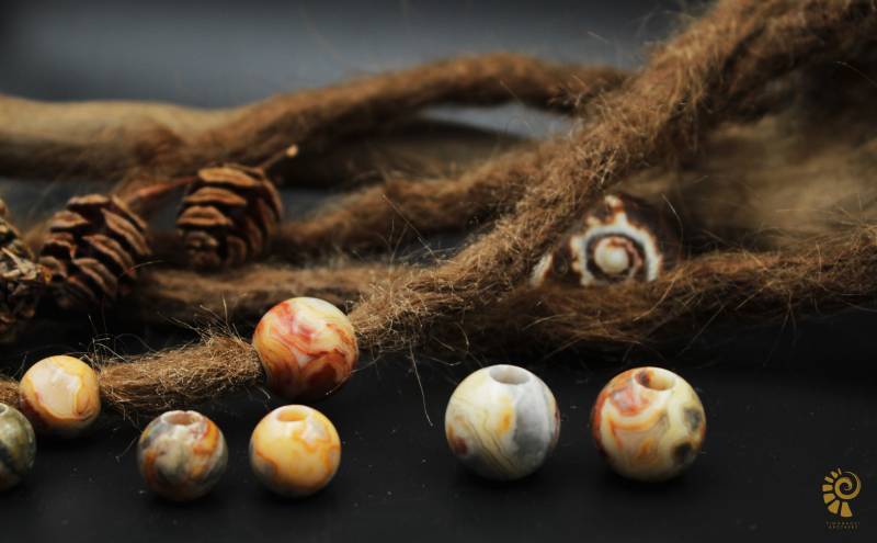 Set Aus 2 Dreadlockperlen | Lace Achat Dreadbead Dreadschmuck Dreadperle Bohemian Dread Steine von FimonacciArtifacts