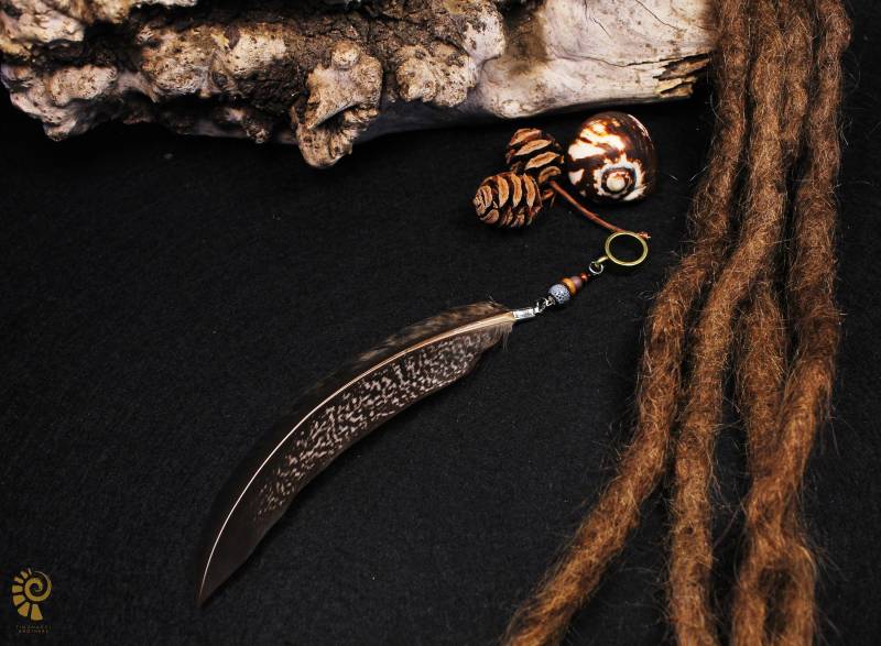 Dreadschmuck Mit Feder | Dreadperle Federschmuck Boho Hippieschmuck Dreadbead von FimonacciArtifacts