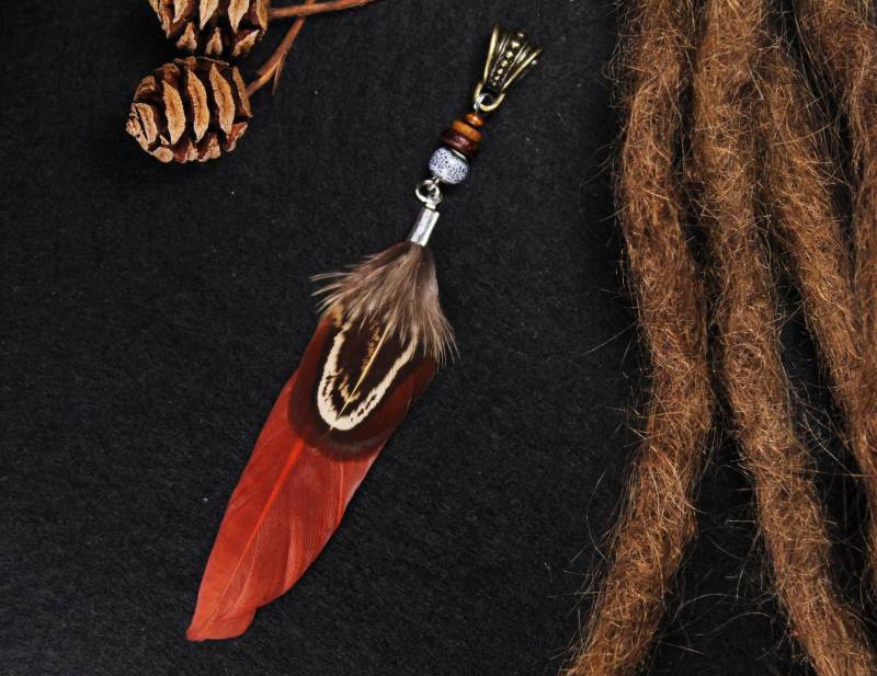 Dreadschmuck Mit Feder | Dreadperle Federschmuck Boho Hippieschmuck Dreadbead von FimonacciArtifacts