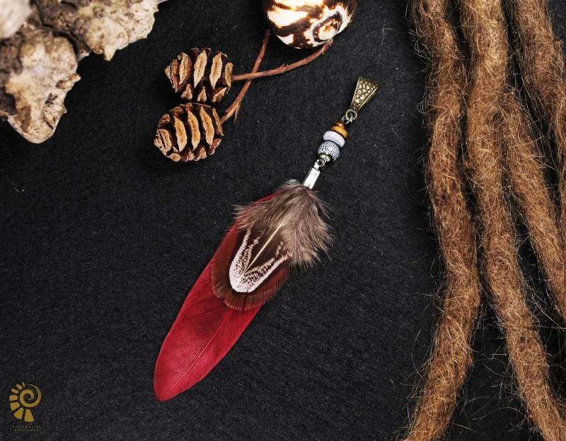 Dreadschmuck Mit Feder | Dreadperle Federschmuck Boho Hippieschmuck Dreadbead von FimonacciArtifacts