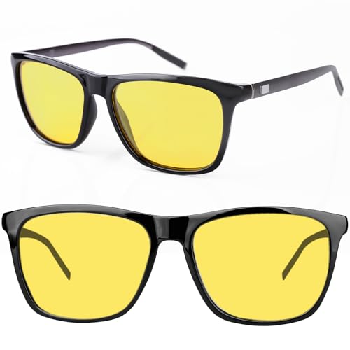 Fimoson Nachtsichtbrille für Männer Frauen, klassischer quadratischer Rahmen HD Anti Glare Polarized Night Driving Glasses Fimoson Nachtsichtbrille für Männer Frauen, klassischer quadratischer Rahmen HD Anti Glare Polarized Night Driving Glasses von Fimoson