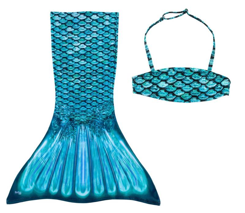 Fin Fun Balconette-Bikini Meerjungfrau Bikini Oberteil mit Rock Tidal Teal für Kinder von Fin Fun
