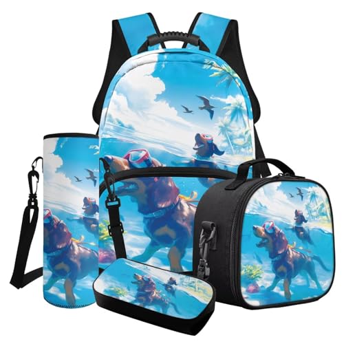 Finagallathe Kinder Schultaschen und Lunchbox Set, Kinder Rucksäcke Set mit Federmäppchen und Wasserflasche Tasche für Mädchen Jungen, Blau - Dackel-Hund, Schulranzen-Set Finagallathe Kinder Schultaschen und Lunchbox Set, Kinder Rucksäcke Set mit Federmäppchen und Wasserflasche Tasche für Mädchen Jungen, Blau - Dackel-Hund, Schulranzen-Set von Finagallathe