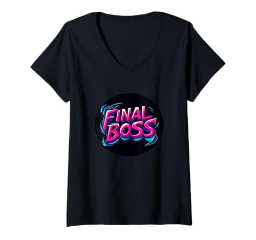 Damen Pretty Final Boss Statement-Stempel T-Shirt mit V-Ausschnitt Damen Pretty Final Boss Statement-Stempel T-Shirt mit V-Ausschnitt von Final Boss Outfit