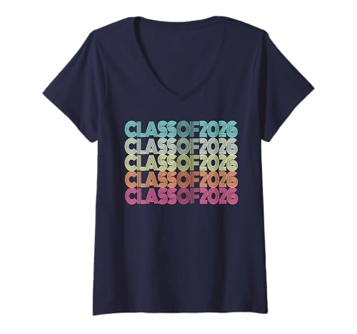 Damen Endlich Klasse 2026 Senior Yearbook 12 Years Later Retro T-Shirt mit V-Ausschnitt Damen Endlich Klasse 2026 Senior Yearbook 12 Years Later Retro T-Shirt mit V-Ausschnitt von Final Level Crew Officially Seniors Almost There
