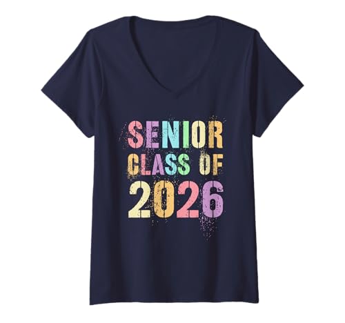 Damen Offiziell Seniorenklasse von 2026, 12 Jahre später 12. Klasse T-Shirt mit V-Ausschnitt Damen Offiziell Seniorenklasse von 2026, 12 Jahre später 12. Klasse T-Shirt mit V-Ausschnitt von Final Level Unlocked Yearbook Crew Almost There