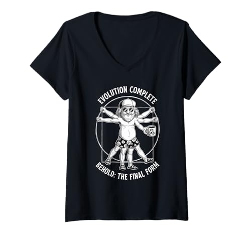 Damen Evolution Complete Vitruvian Dad Final Form Humor T-Shirt mit V-Ausschnitt Damen Evolution Complete Vitruvian Dad Final Form Humor T-Shirt mit V-Ausschnitt von FinalDad