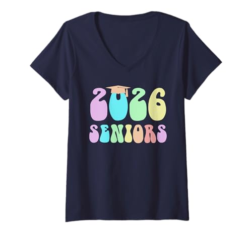 Damen Offiziell 2026 Senioren Graduate Yearbook 12 Years Later We T-Shirt mit V-Ausschnitt Damen Offiziell 2026 Senioren Graduate Yearbook 12 Years Later We T-Shirt mit V-Ausschnitt von Finally Final Level Party Crew Senior Almost There
