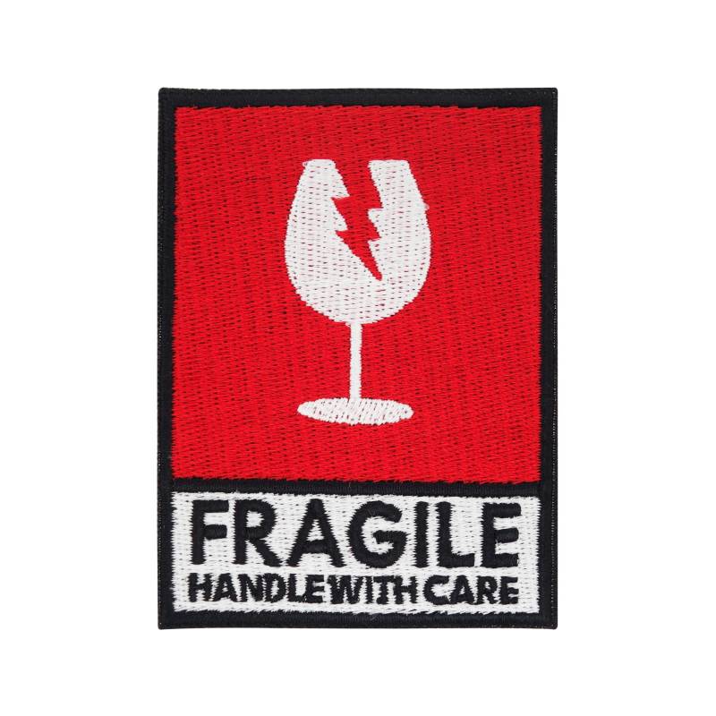 Patch Zum Aufbügeln - Fragile Weinglas | Roter Jeansjacken Aufbügler von FinallyHomeDesign