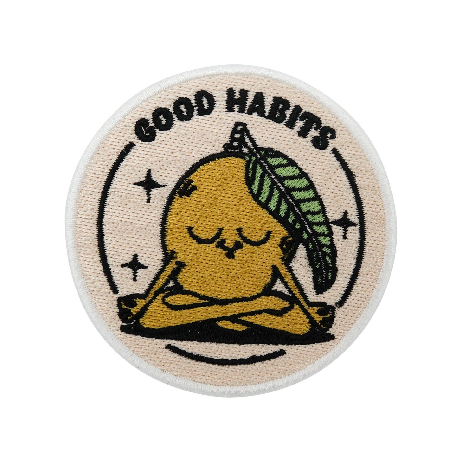 Patch Zum Aufbügeln Good Habit Meditation; Frucht Patches Aufnähen Obst Bügelbild Essen Yoga Aufbügler Veggi Vegan Aufnäher Finally Home von FinallyHomeDesign
