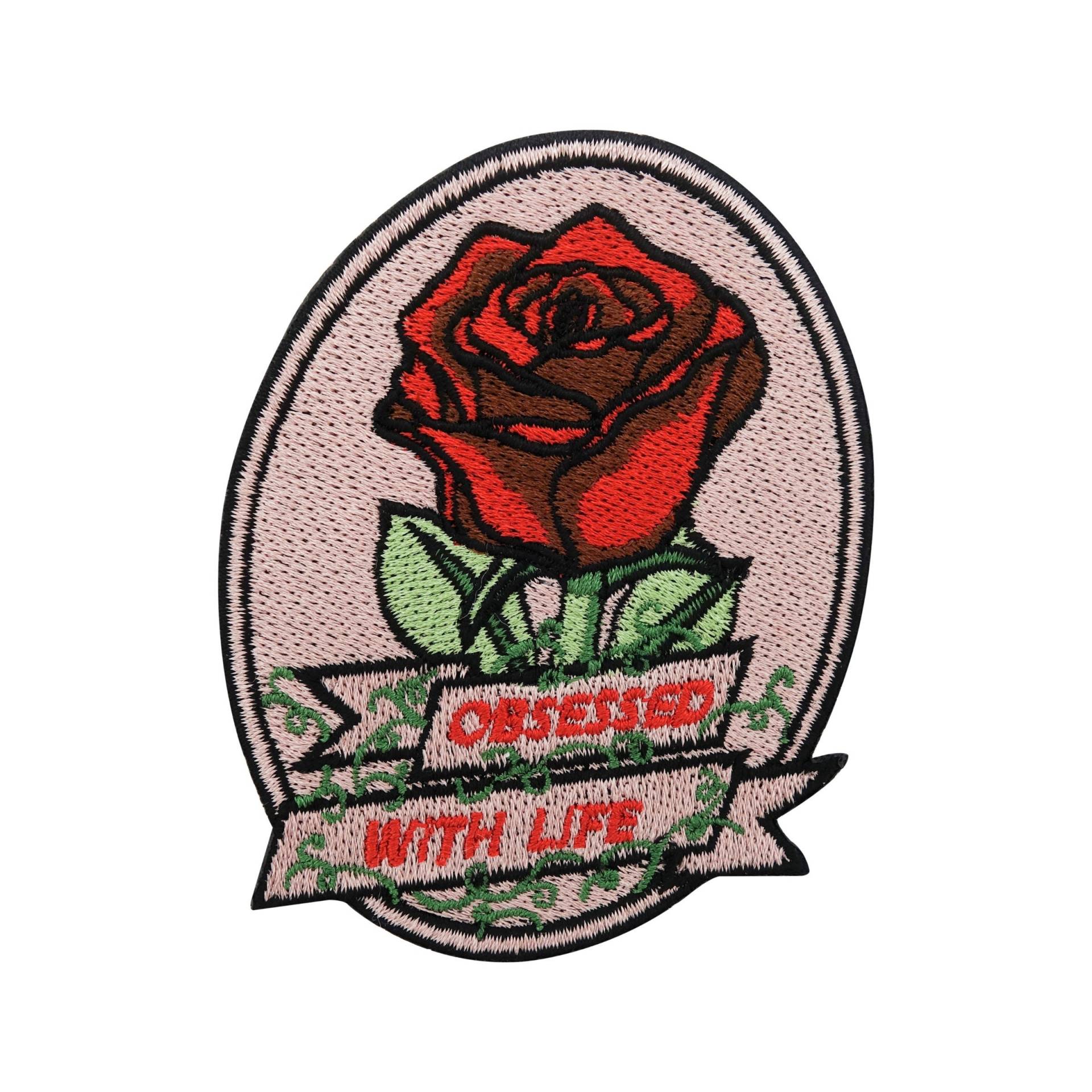 Patch Zum Aufbügeln - Obsessed With Life Rose | Retro Rosen Patches, Blume Bügelbild, Blumen Aufbügler, Flower Aufnäher, Bügelpatch Flicken von FinallyHomeDesign