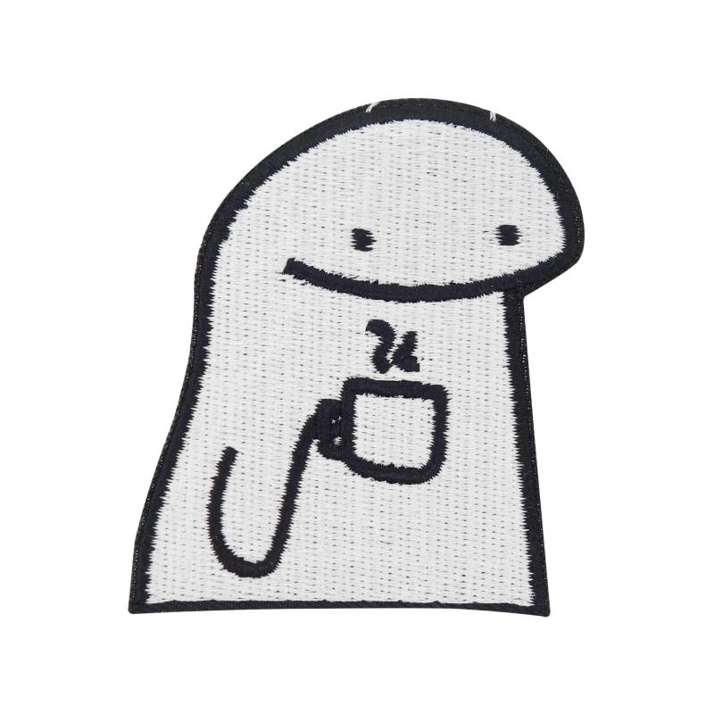 Patch Zum Aufbügeln - Smiling Coffee Guy | Lustige Meme Aufbügler Retro Comic Aufnäher von FinallyHomeDesign