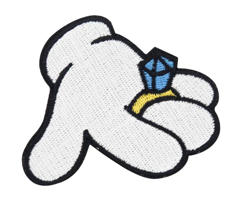 Patch Zum Aufbügeln Weiße Comic Hand Mit Diamant Ring von FinallyHomeDesign