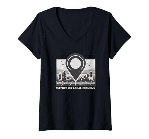 Damen Unterstützen Sie die lokale Wirtschaft, Markt, Gemeinschaft, Geschäft, Vintage T-Shirt mit V-Ausschnitt Damen Unterstützen Sie die lokale Wirtschaft, Markt, Gemeinschaft, Geschäft, Vintage T-Shirt mit V-Ausschnitt von Finance Hustle