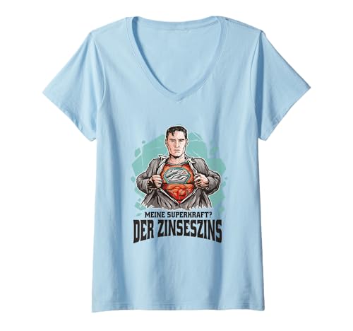 Damen Meine Superkraft? Der Zinseszins – Lustiges Finanzmotiv T-Shirt mit V-Ausschnitt Damen Meine Superkraft? Der Zinseszins – Lustiges Finanzmotiv T-Shirt mit V-Ausschnitt von Finanz Superkräfte DE