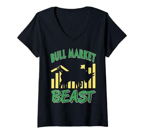 Damen Bullenmarkt Bestie Börse Trader Wall Street Humor T-Shirt mit V-Ausschnitt Damen Bullenmarkt Bestie Börse Trader Wall Street Humor T-Shirt mit V-Ausschnitt von Finanzhandel und Börsenfans