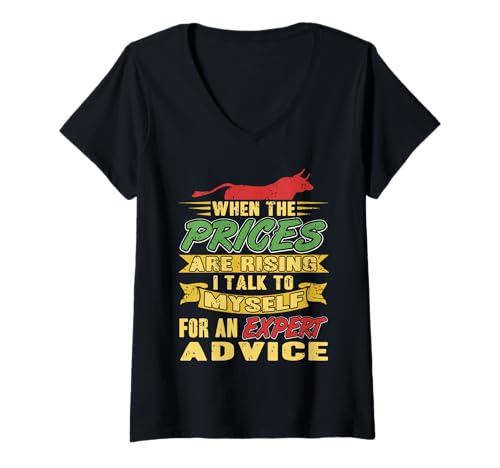 Damen Börsenbulle Investment Humor Finanzhändler Zitat T-Shirt mit V-Ausschnitt Damen Börsenbulle Investment Humor Finanzhändler Zitat T-Shirt mit V-Ausschnitt von Finanzliebhaber Und Markt Humor Fans