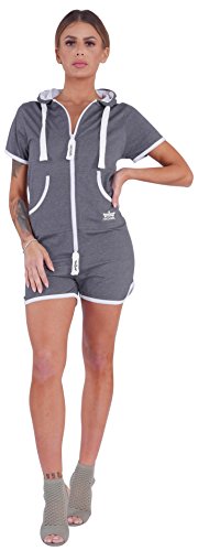 Finchgirl Hotsuit Jumpsuit Overall Onesie Jogger Einteiler (L, Dark Grey/White) von Finchgirl