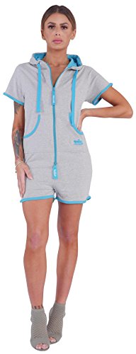 Finchgirl Hotsuit Jumpsuit Overall Onesie Jogger Einteiler (M, Light Grey/Turqouise) von Finchgirl