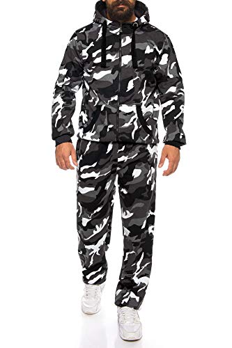 Finchman Finchsuit 1 Herren Jogging Anzug Trainingsanzug Sportanzug FMJS135, Camo Grau, L von Finchman