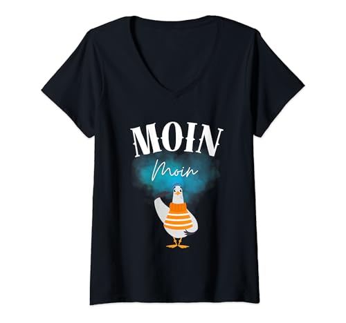 Damen Moin Hamburg Möwe Nord Deutschland Typischer Spruch Moinsen T-Shirt mit V-Ausschnitt Damen Moin Hamburg Möwe Nord Deutschland Typischer Spruch Moinsen T-Shirt mit V-Ausschnitt von Find more Hamburg gifts here