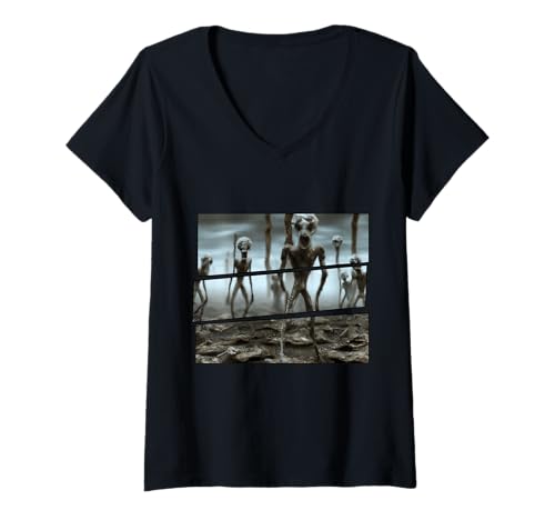 Damen Gruselige Gothic T-Shirt mit V-Ausschnitt Damen Gruselige Gothic T-Shirt mit V-Ausschnitt von Find yourself a good motto to follow