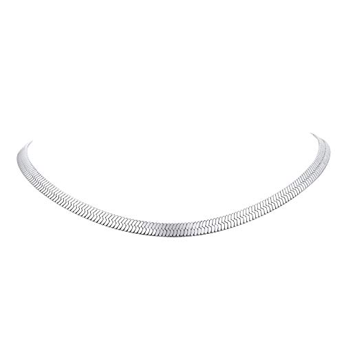 FindChic 5mm breit Schlangenkette Edelstahl Choker Halskette 38cm+9cm lang Silberkette Partnerkette Freundschaftskette von FindChic