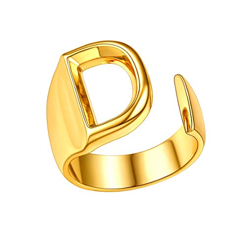 FindChic Alphabet D Ring Offener Ring mit Buchstabe Damen Herren Fingerring Partnerring Freundschaftsring für Valentinstag Geburtstag von FindChic