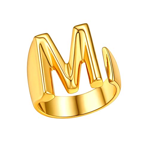 FindChic Alphabet M Ring Damen Herren Offener Fingerring Buchstabenring Damen Herren Paarring für Mama Papa von FindChic